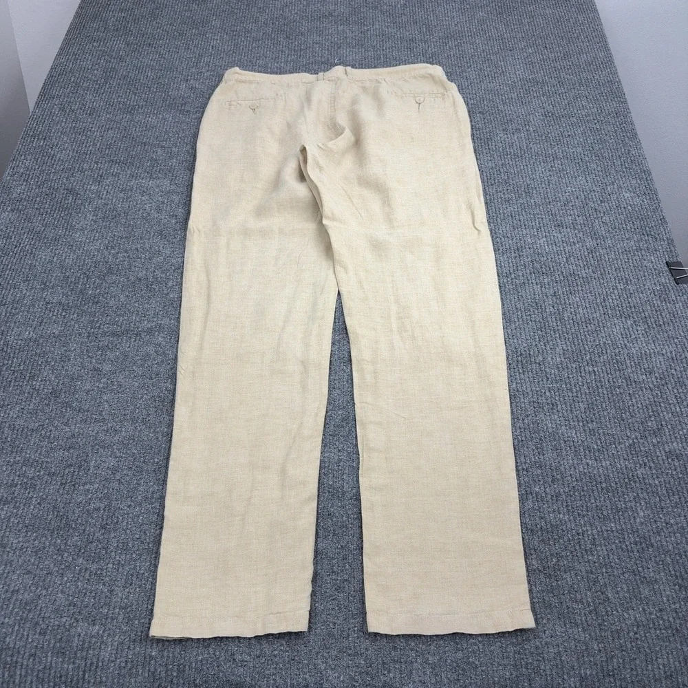 Zulus Festin‎ Pants Mens 37x34 Tan Linen Comfort Fit Flat Front Summer Casual